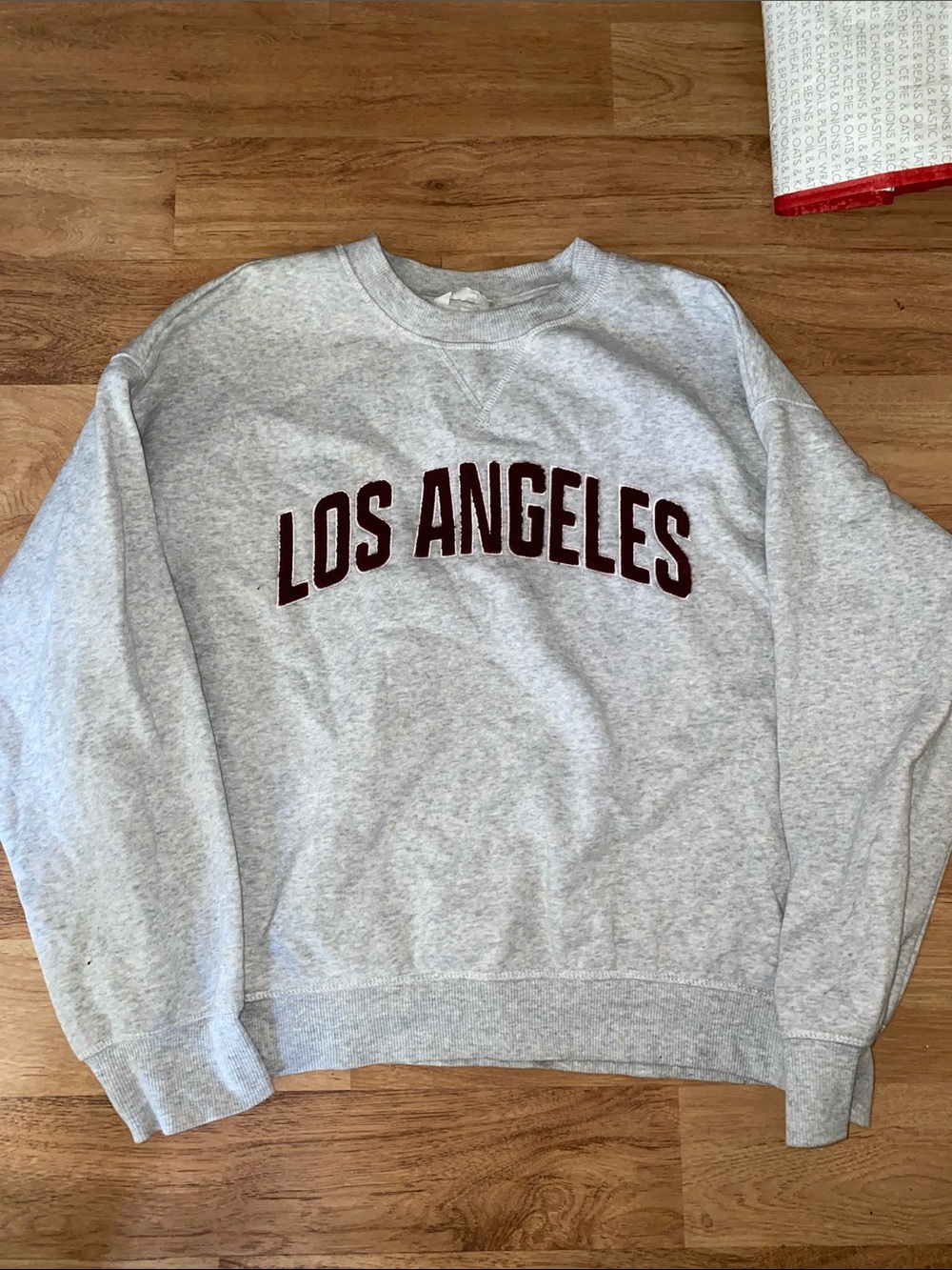 H&M Gray 'Los Angeles' Crewneck Sweatshirt with Maroon Lettering